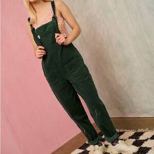 Lucy & Yak Corduroy Dungarees in Posy Green